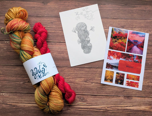 Précommande Echeveaux Lyl Merinos Silk - Merinos Soie - Fingering - Coloris l'automne au Japon