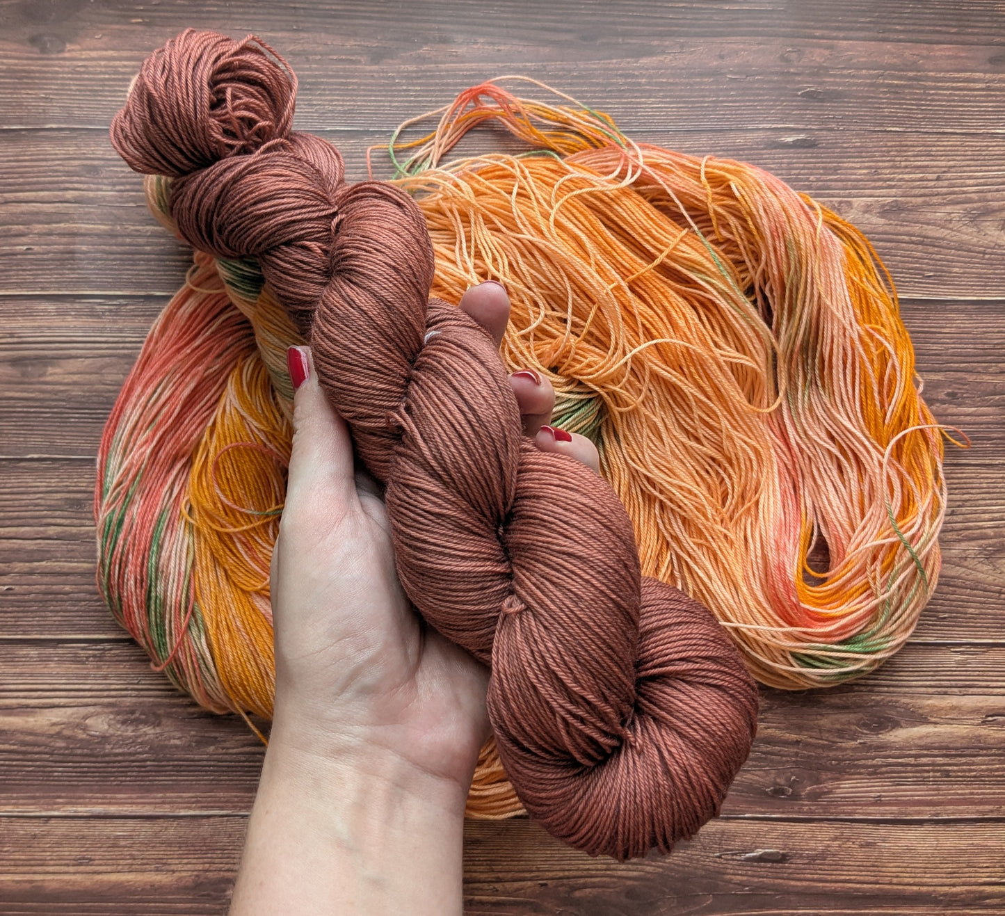 Lyl sock Merinos/nylon - fingering - Coloris Orangerie/ Oxyde de fer